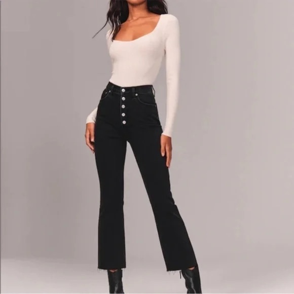 Abercrombie & Fitch The Kick Flare Ultra High Rise Jeans black size 0/25 - Picture 1 of 5